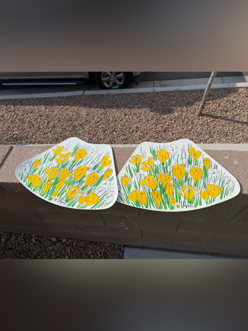 Vintage VERA Thick Silicone Placemats – 18”x12” Retro Mod Yellow Flowers Design